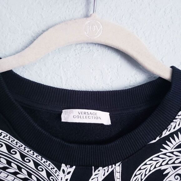 Versace Collection Black and White Scroll Crewneck Sweater - Picture 4 of 6